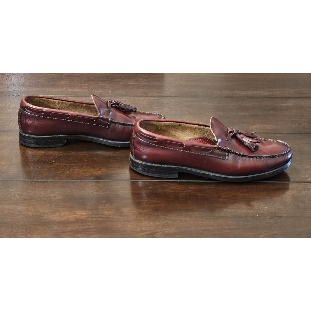 BASS WEEJUNS USA Mens Loafers 7.5 M Burgundy Oxblood Leather Tassel